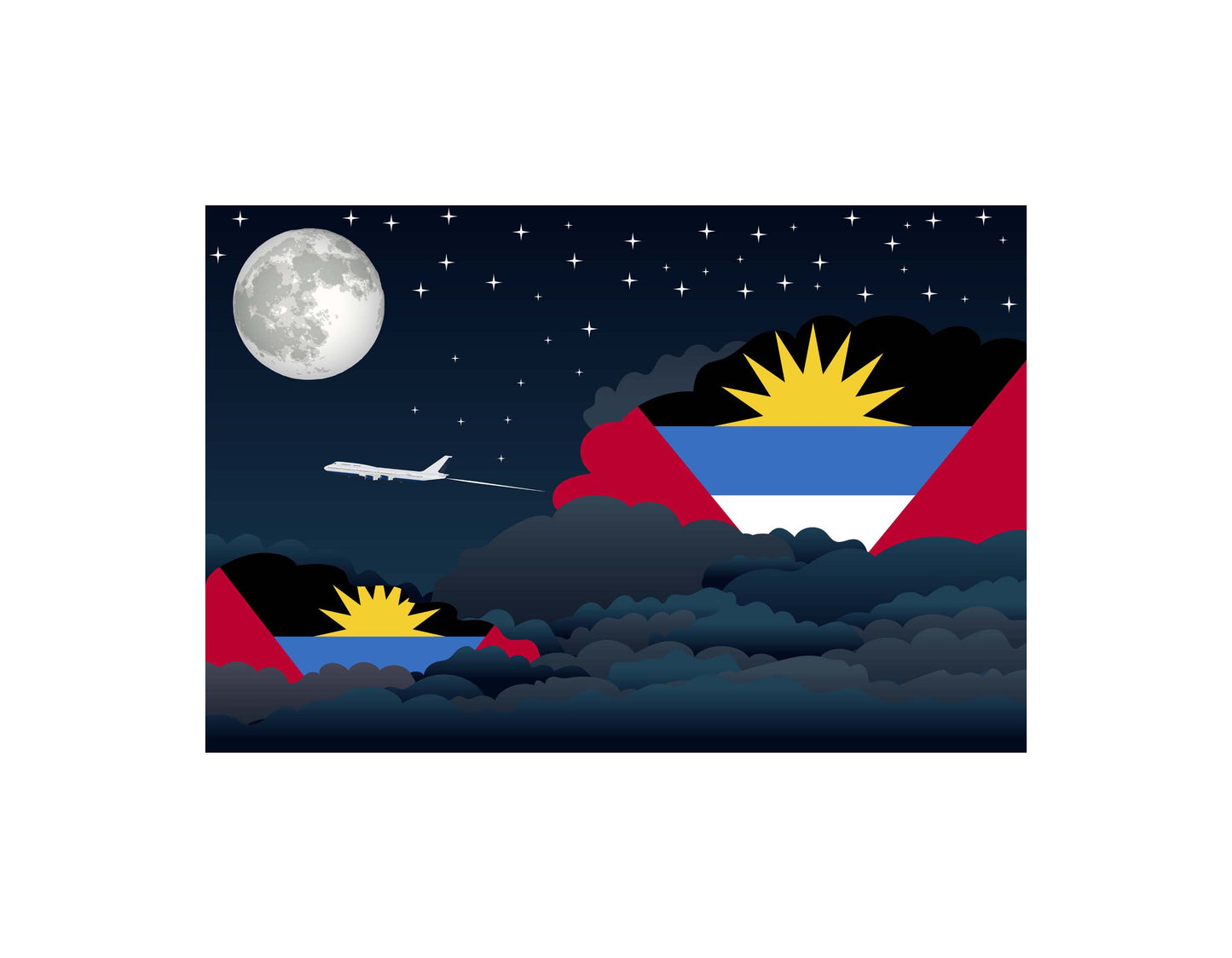 Antigua and Barbuda Night Clouds Canvas Print Framed