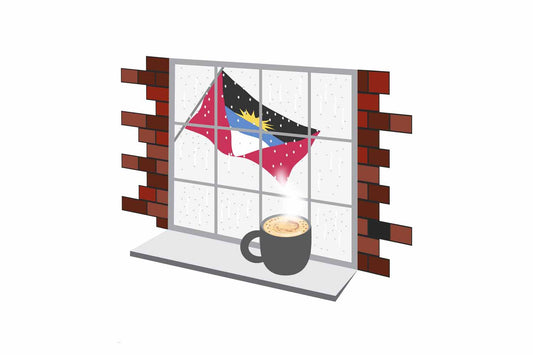 Antigua and Barbuda Coffee Rain Window Magnet