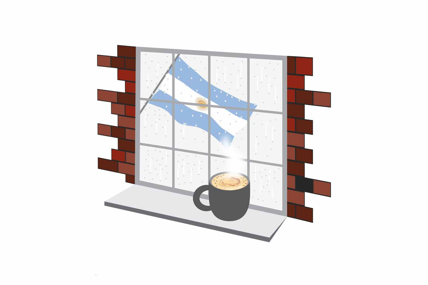 Argentina Coffee Rain Window Magnet