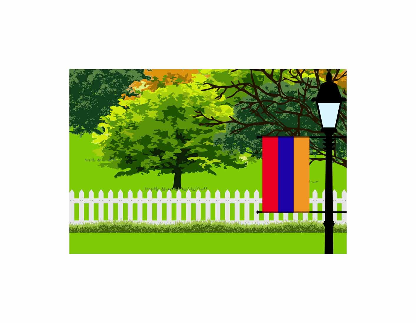 Armenia Trees Street Lamp Canvas Print Framed