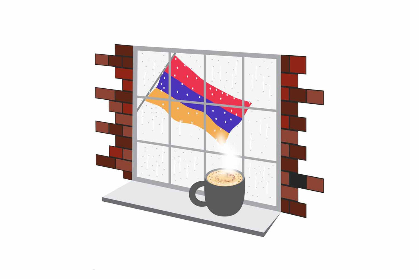 Armenia Coffee Rain Window Magnet