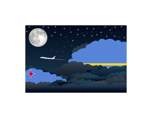 Aruba Night Clouds Canvas Print Framed