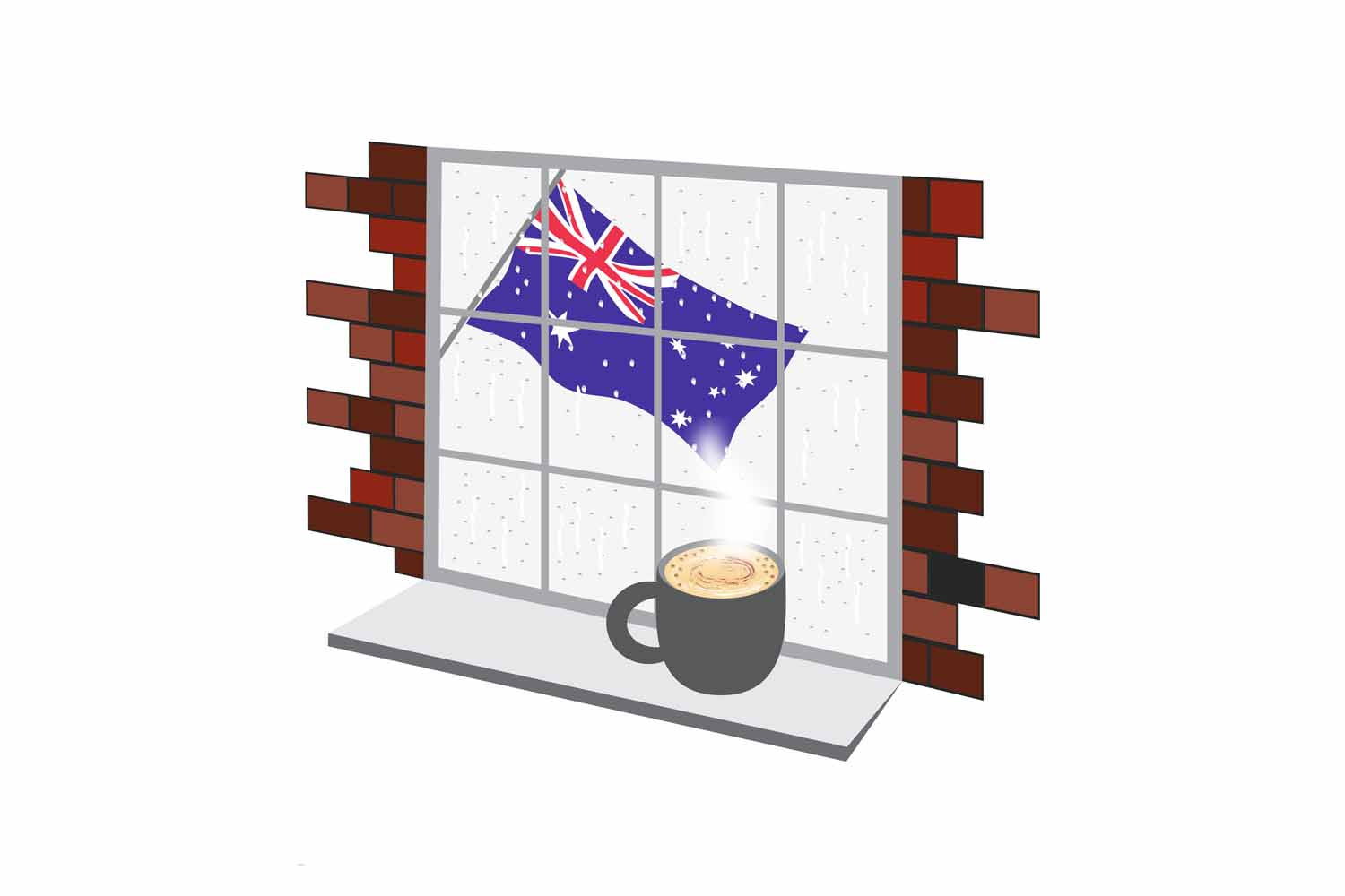 Australia Coffee Rain Window Fridge Magnet