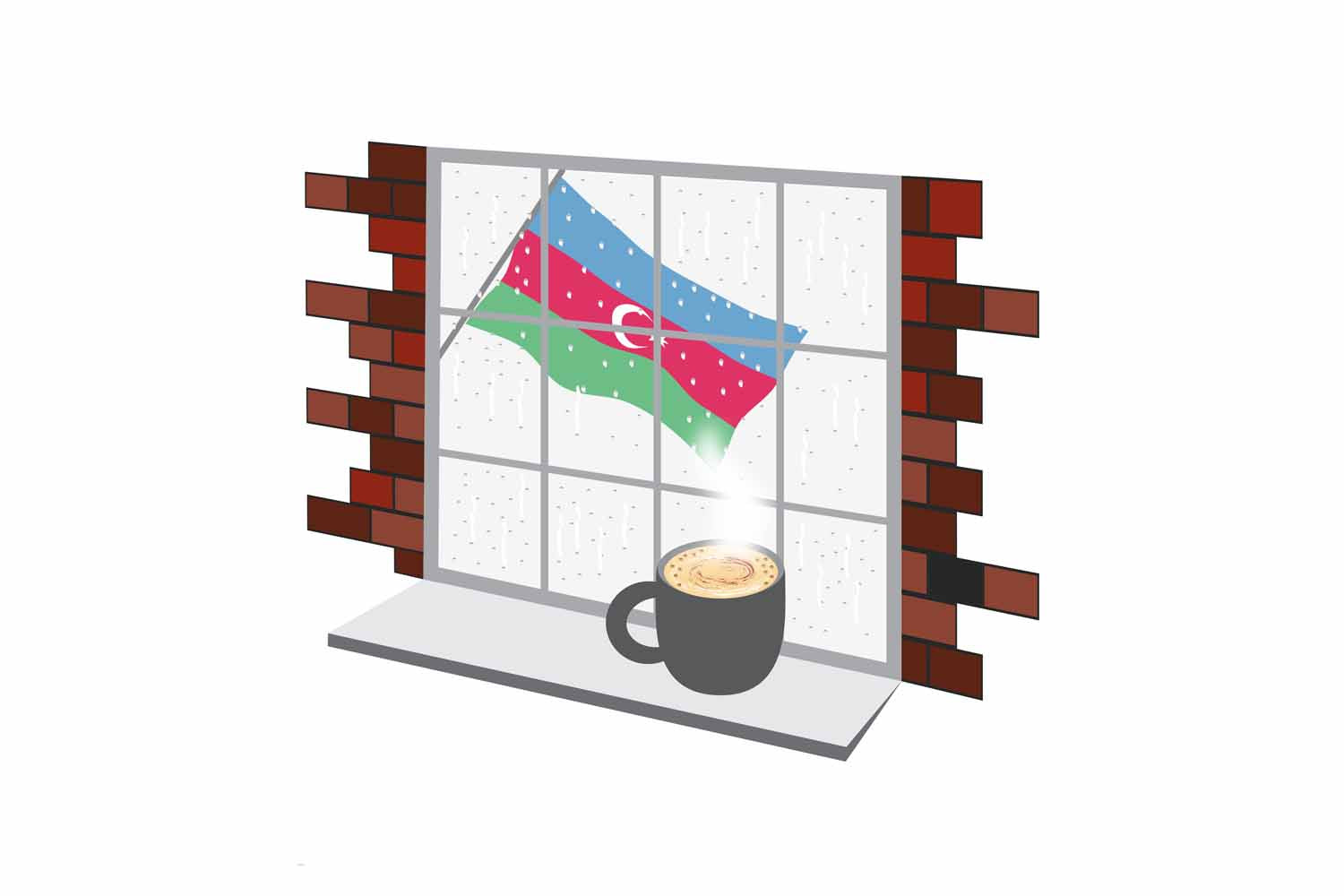 Azerbaijan Coffee Rain Window Magnet