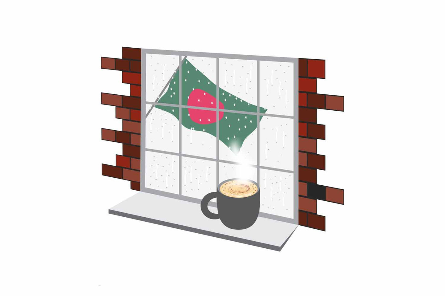 Bangladesh Coffee Rain Window Fridge Magnet