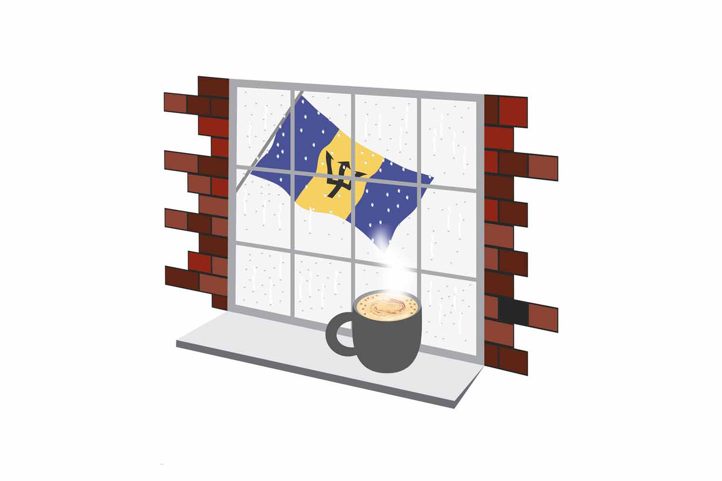 Barbados Coffee Rain Window Fridge Magnet