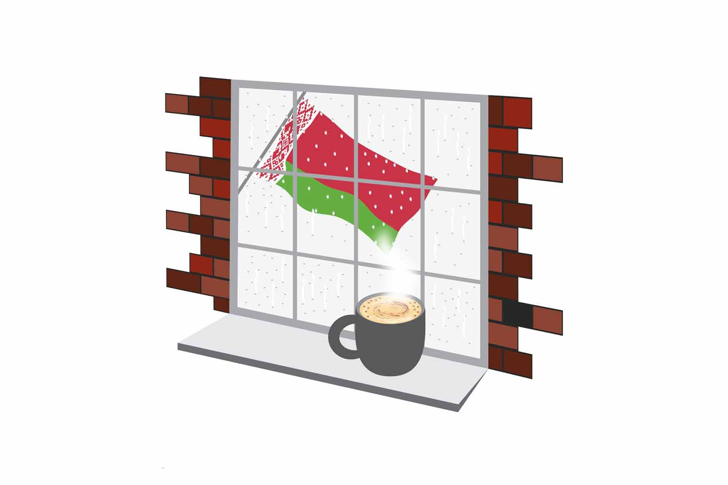 Belarus Coffee Rain Window Fridge Magnet