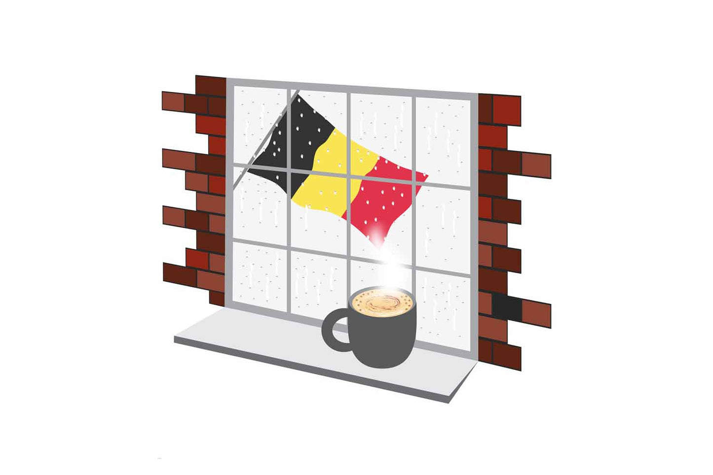 Belgium Coffee Rain Window Fridge Magnet