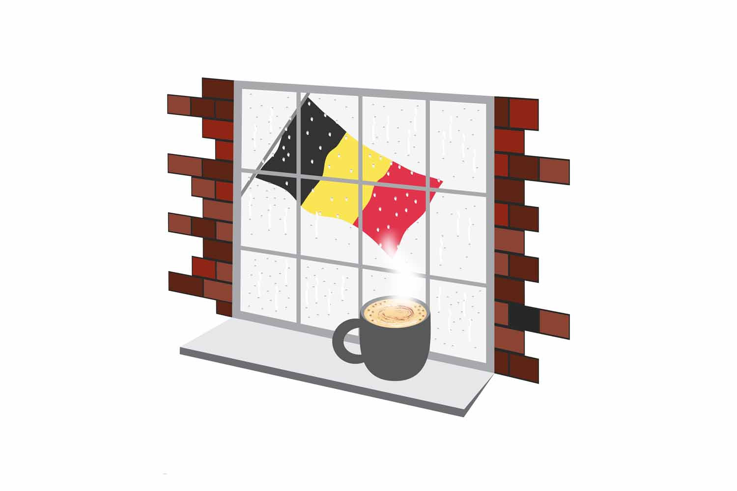 Belgium Coffee Rain Window Fridge Magnet