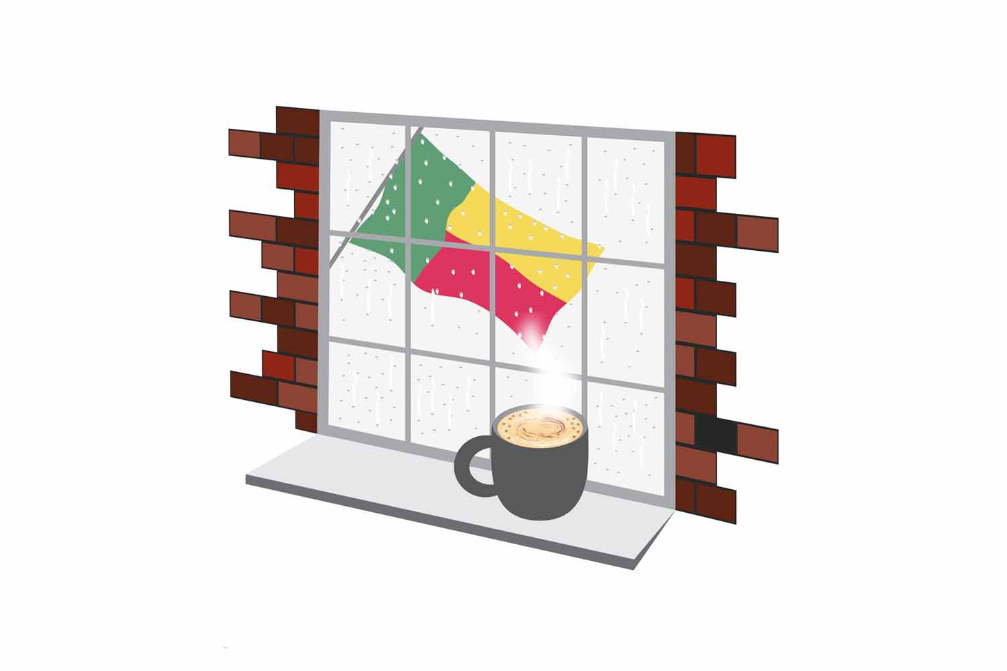 Benin Coffee Rain Window Fridge Magnet