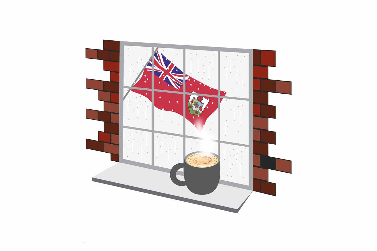 Bermuda Coffee Rain Window Sticker