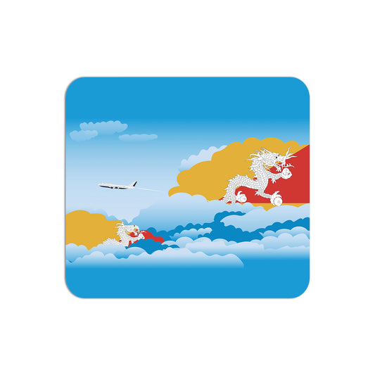 Bhutan Airplane Airport Flight Day Clouds Mousepad 