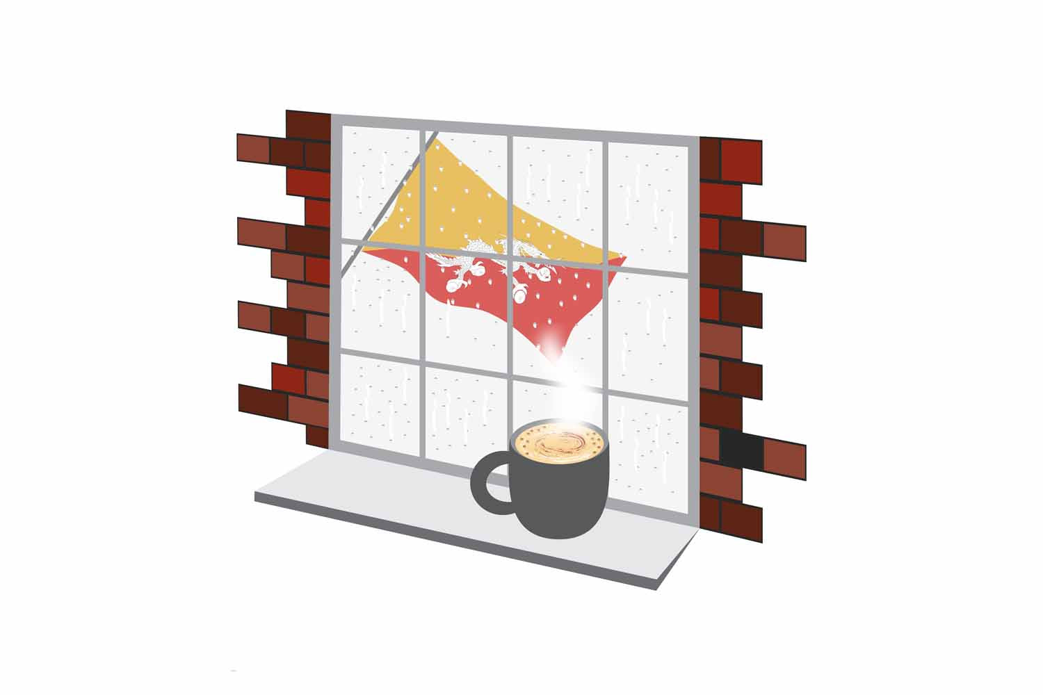 Bhutan Coffee Rain Window Fridge Magnet