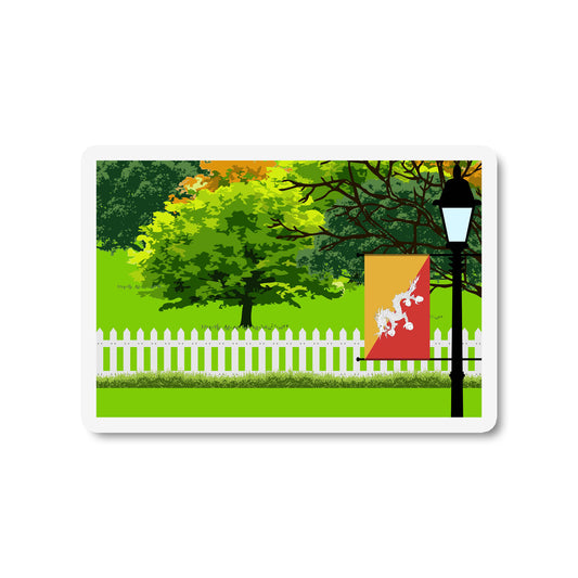 Bhutan Trees Street Lamp Magnet