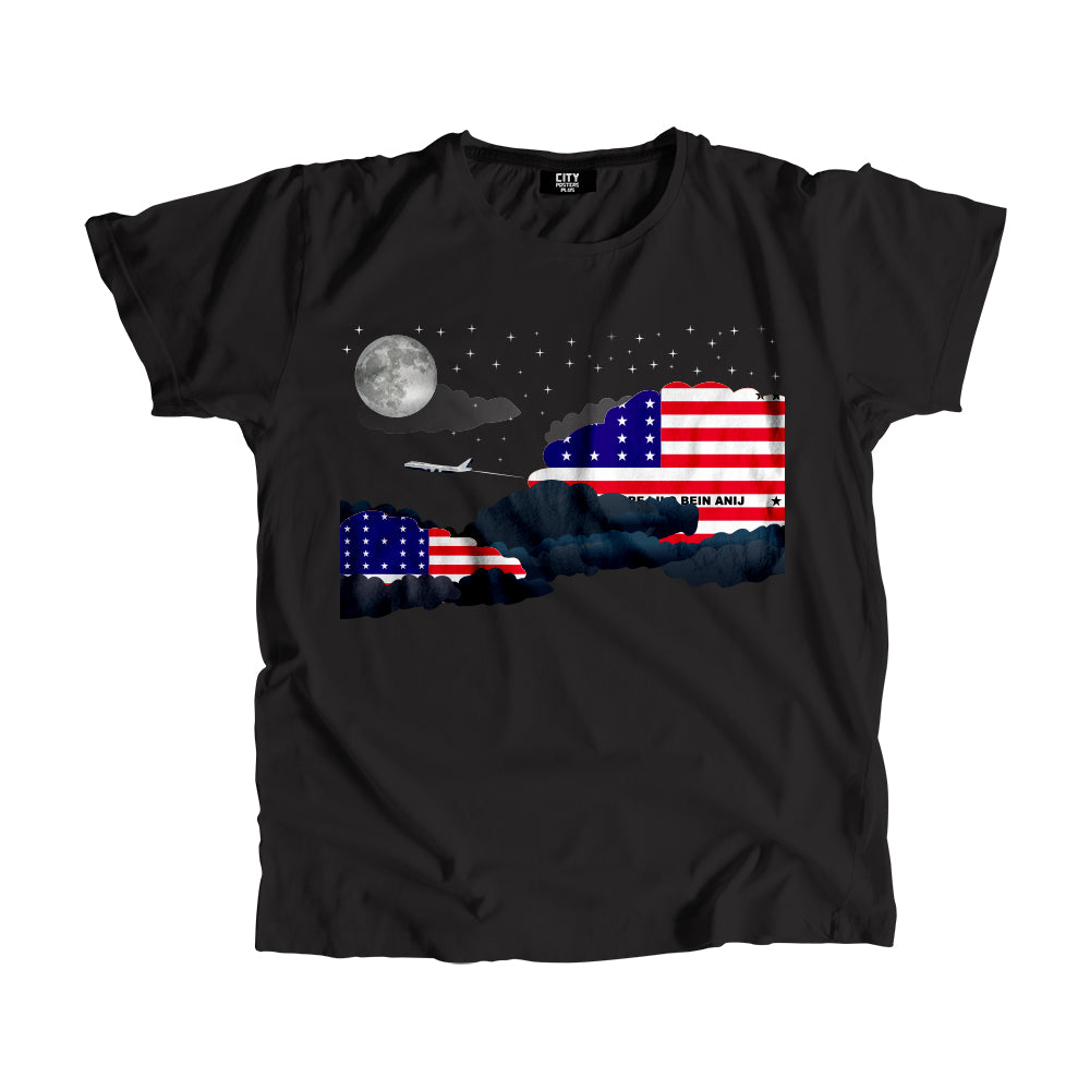 Bikini Atoll Night Clouds Airplane Airport Flight Men Unisex T-Shirt Night Clouds Airplane Airport Flight T-Shirt