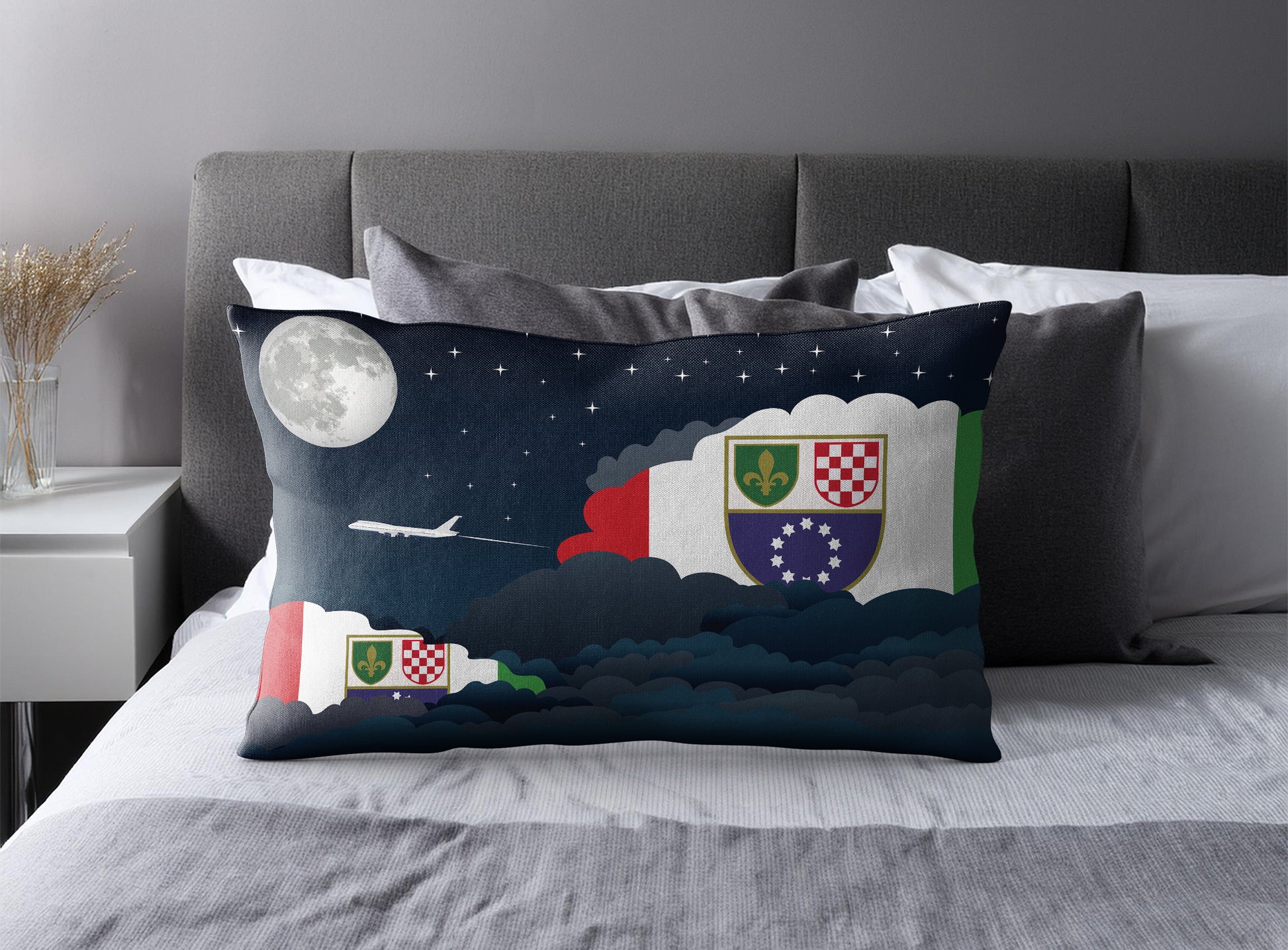 Bosnia Case and Herzegovina Federation of Night Clouds Pillow Case and Pillow Throw