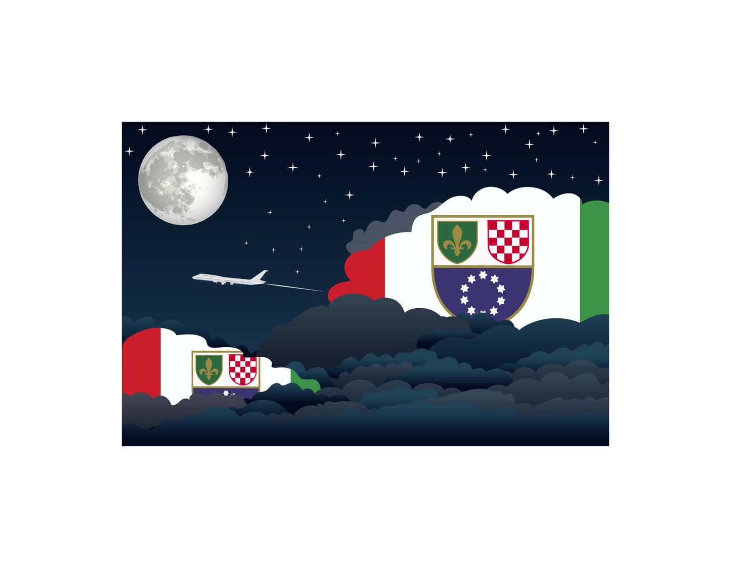 Bosnia Case and Herzegovina Federation of Night Clouds Blankets & Throws | Premium Soft Blankets | City Posters Plus
