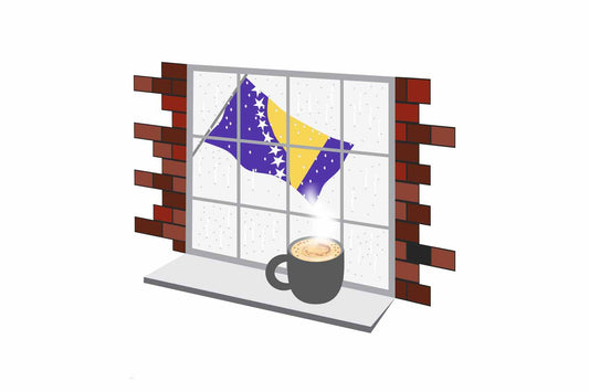 Bosnia and Herzegovina Coffee Rain Window Magnet