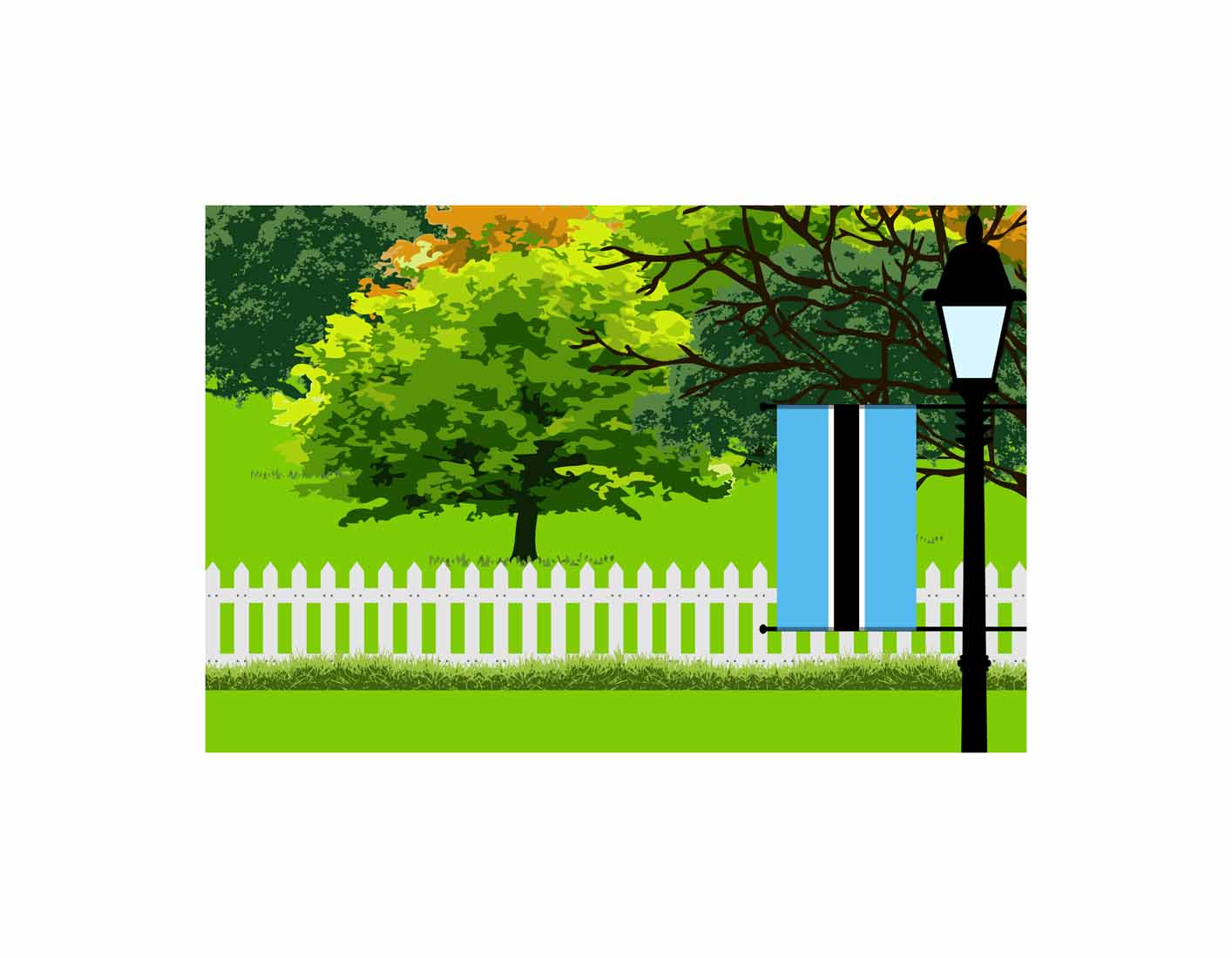 Botswana Trees Street Lamp Canvas Print Framed