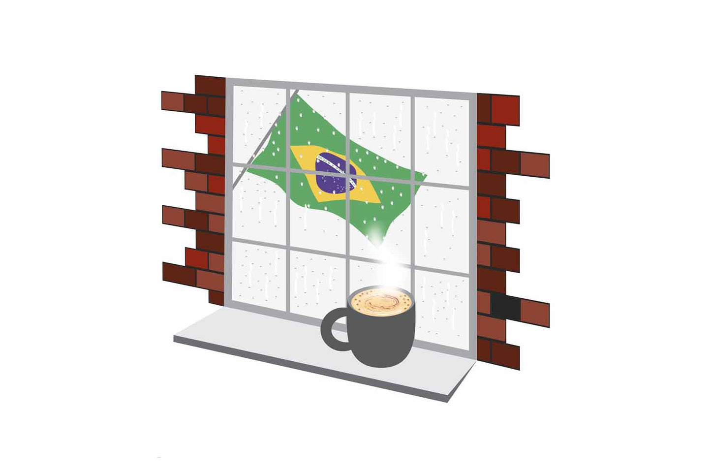 Brazil Coffee Rain Window Fridge Magnet