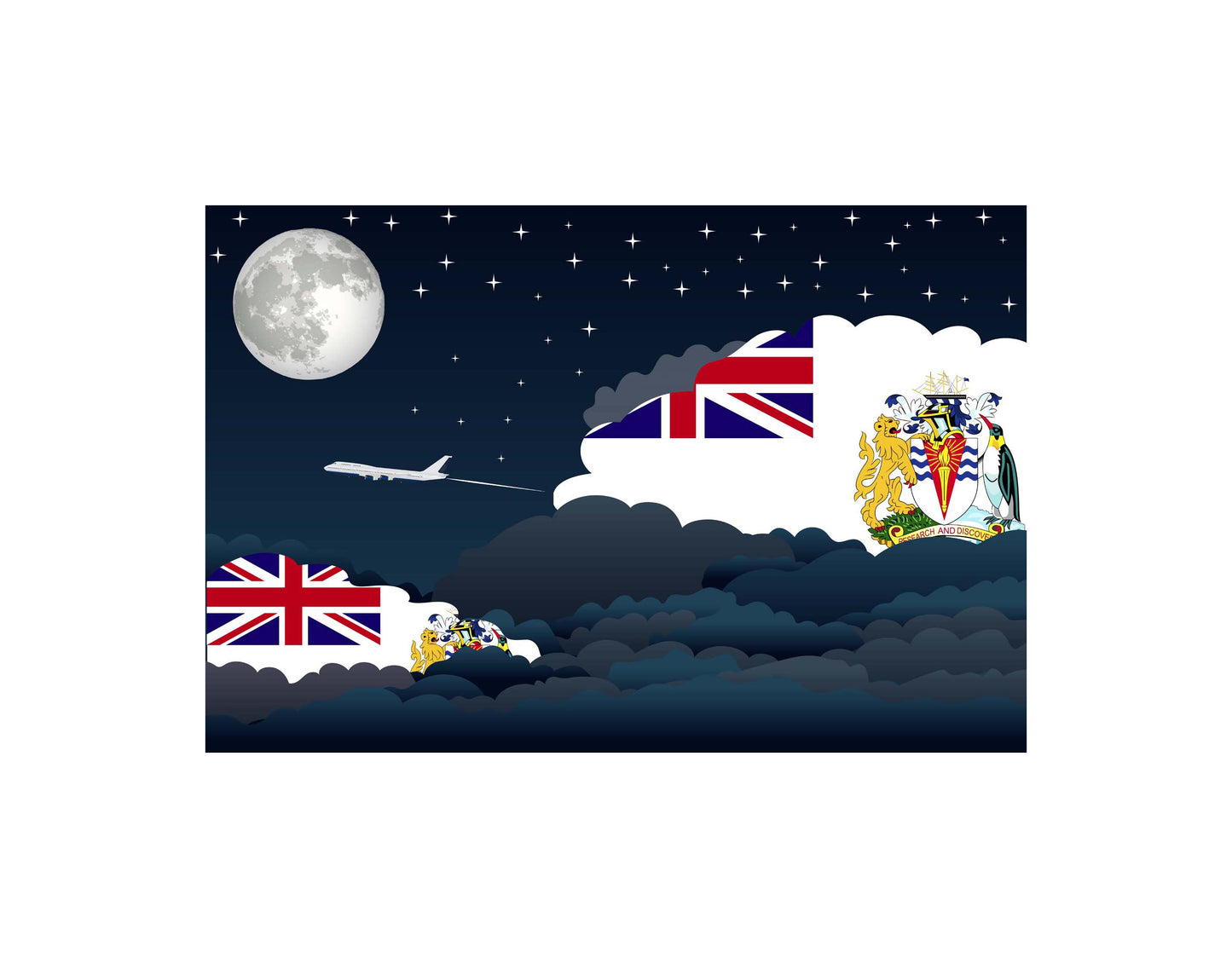 British Antarctic Territory Night Clouds Canvas Print Framed