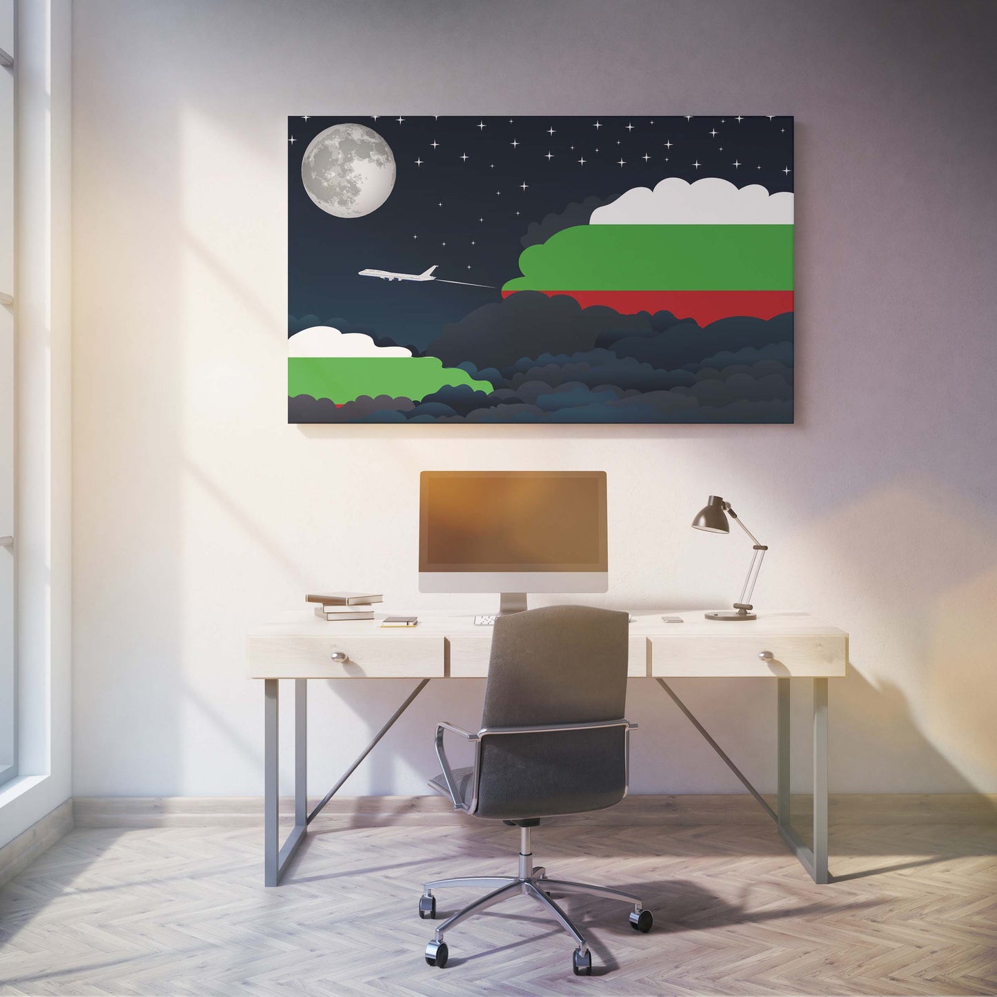 Bulgaria Night Clouds Canvas Print Framed