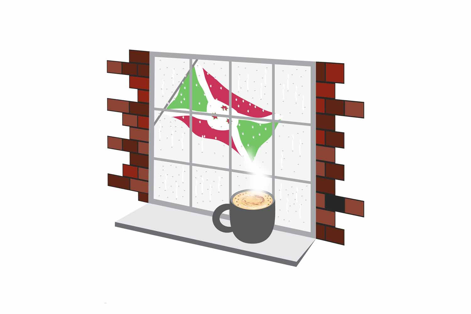 Burundi Coffee Rain Window Fridge Magnet
