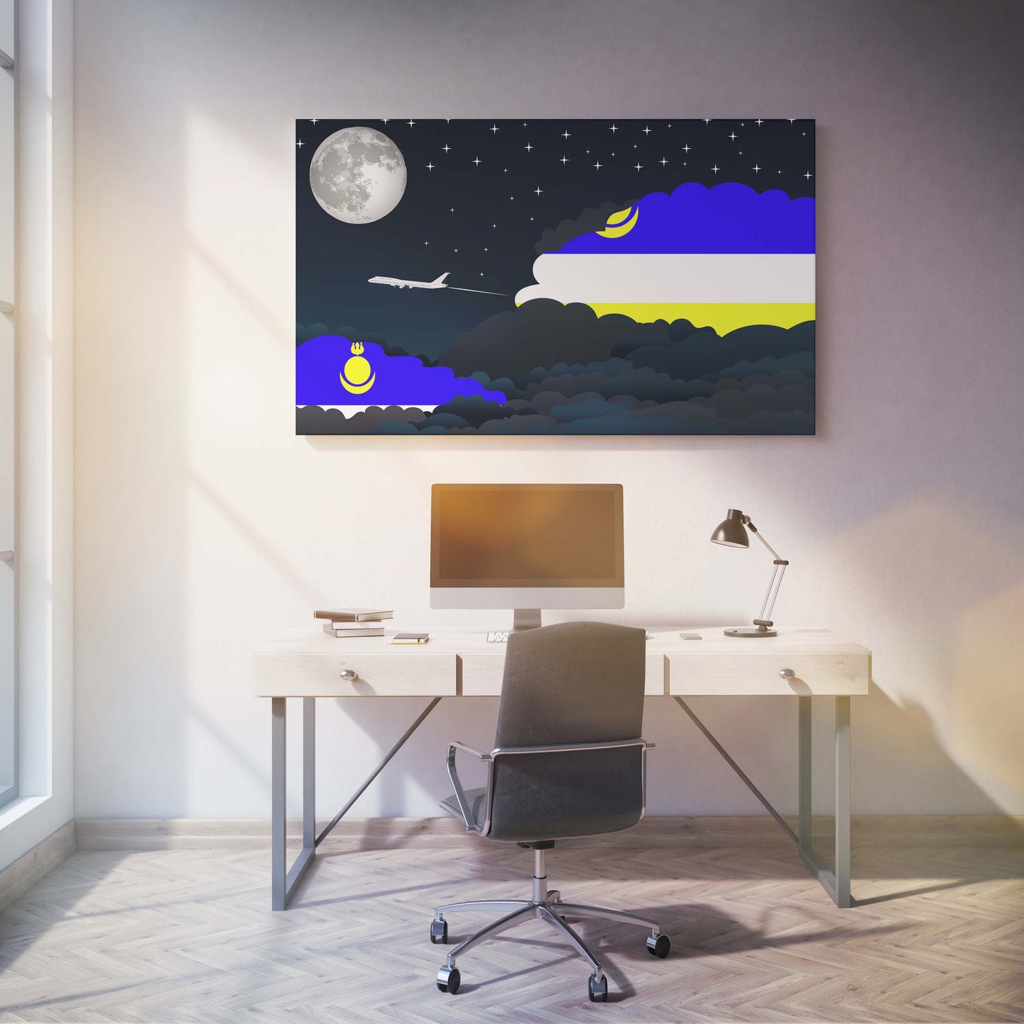 Buryatia Night Clouds Canvas Print Framed