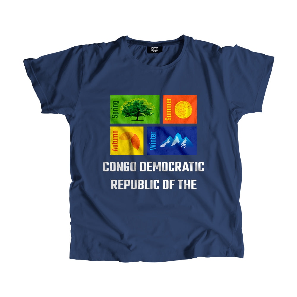 CONGO DEMOCRATIC REPUBLIC OF THE Seasons Men Unisex T-Shirt (Navy Blue)