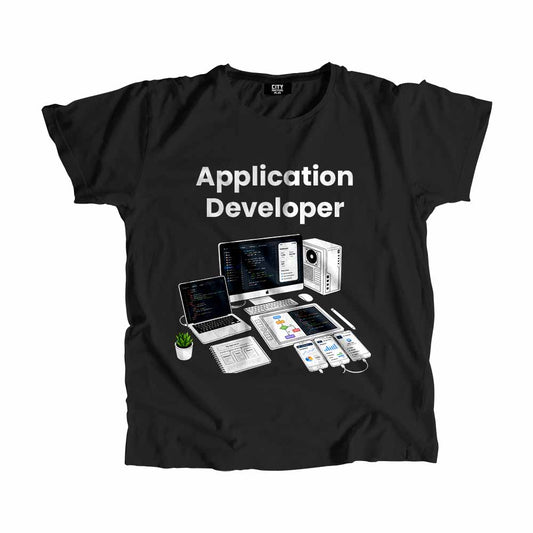 Application Developer Men Unisex T-Shirt (Black) Technology Unisex T-Shirt | City Posters Plus