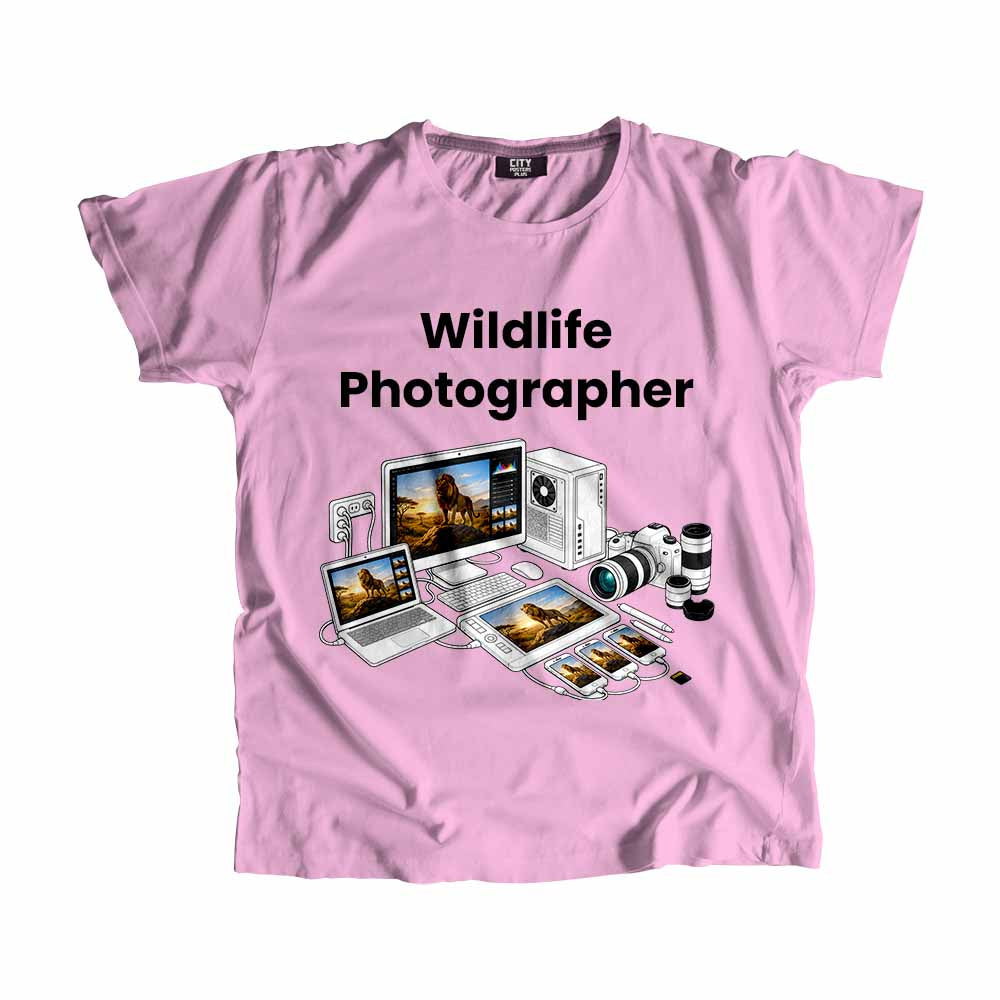 Wildlife Photographer Men Unisex T-Shirt (Light Pink) Technology Unisex T-Shirt | City Posters Plus