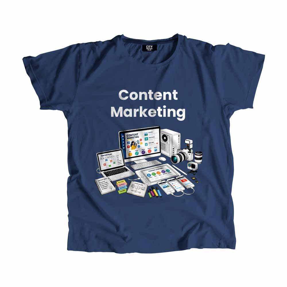 Content Marketing Men Unisex T-Shirt (Navy Blue) Technology Unisex T-Shirt | City Posters Plus
