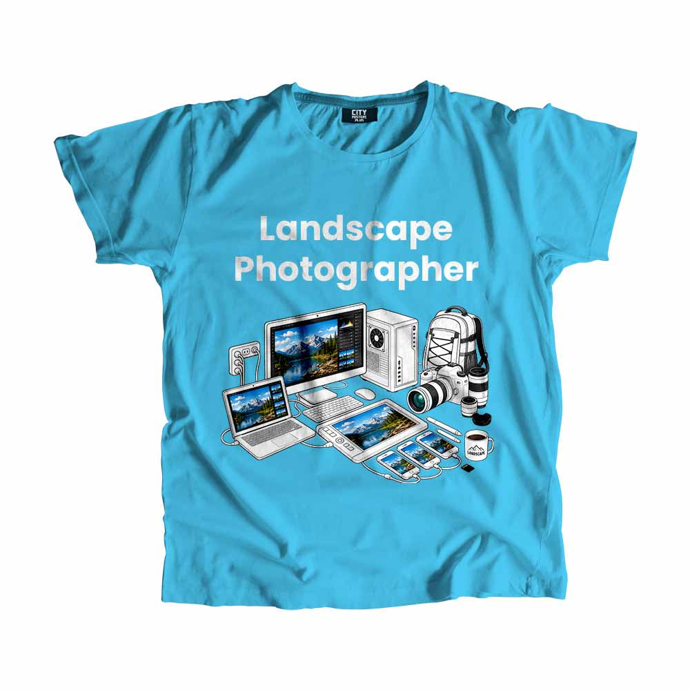 Landscape Photographer Men Unisex T-Shirt (Sky Blue) Technology Unisex T-Shirt | City Posters Plus