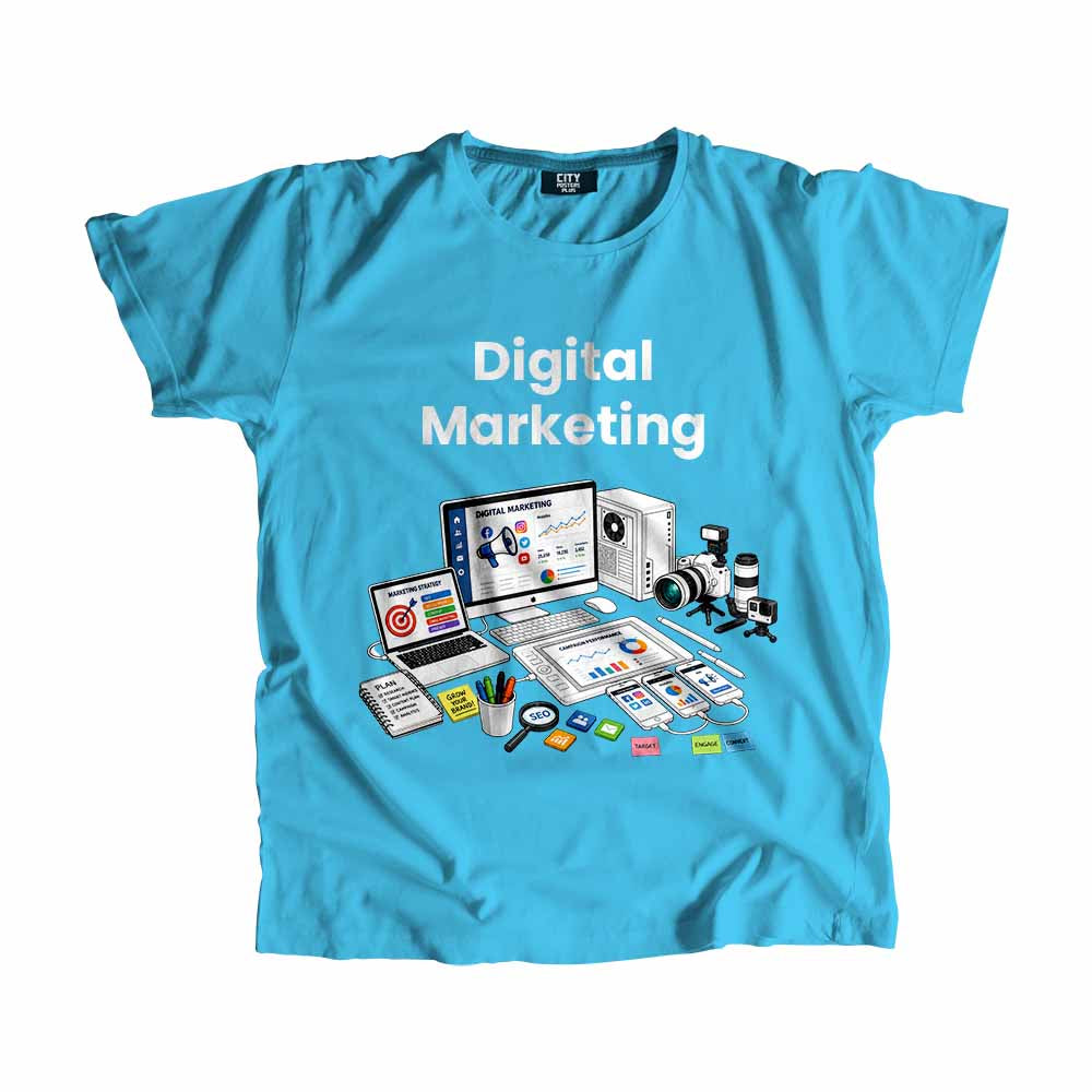 Digital Marketing Men Unisex T-Shirt (Sky Blue) Technology Unisex T-Shirt | City Posters Plus