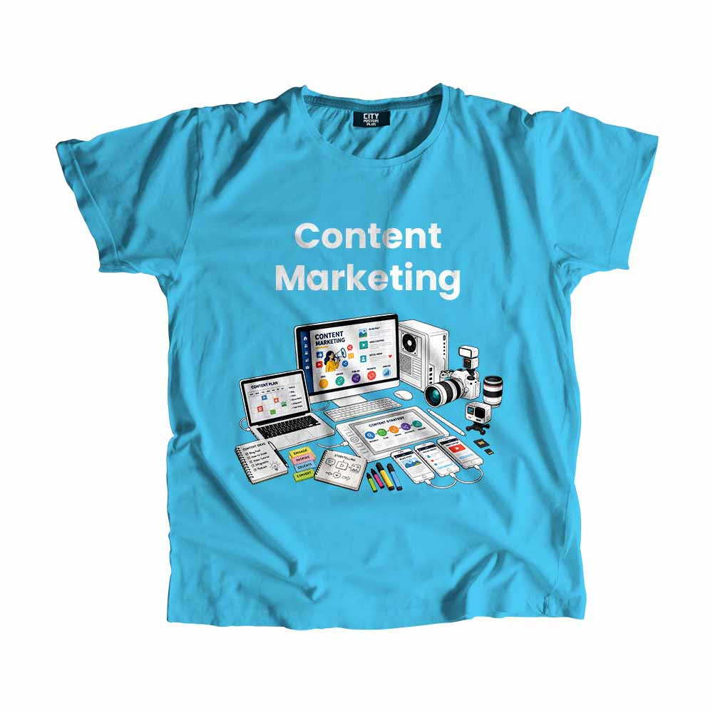 Content Marketing Men Unisex T-Shirt (Sky Blue) Technology Unisex T-Shirt | City Posters Plus