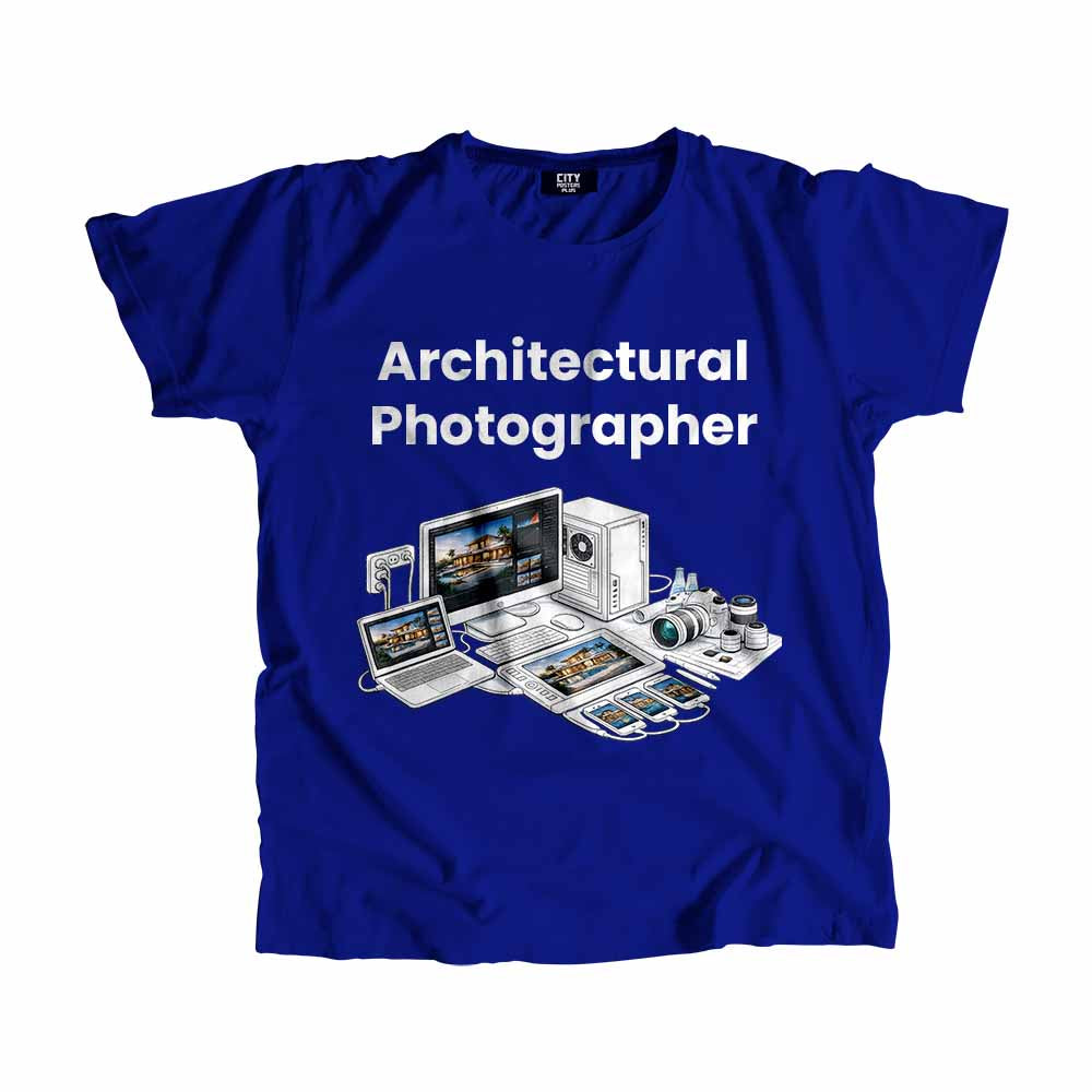 Architectural Photographer Men Unisex T-Shirt (Royal Blue) Technology Unisex T-Shirt | City Posters Plus