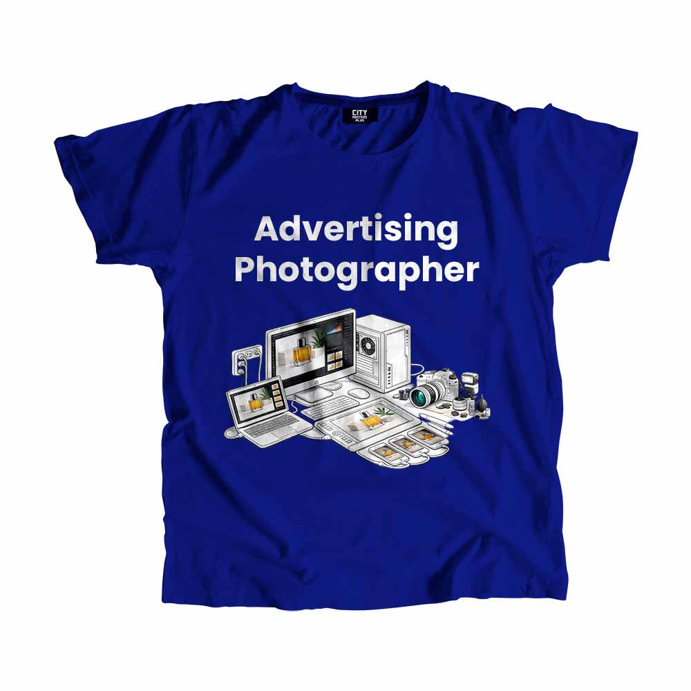 Advertising Photographer Men Unisex T-Shirt (Royal Blue) Technology Unisex T-Shirt | City Posters Plus