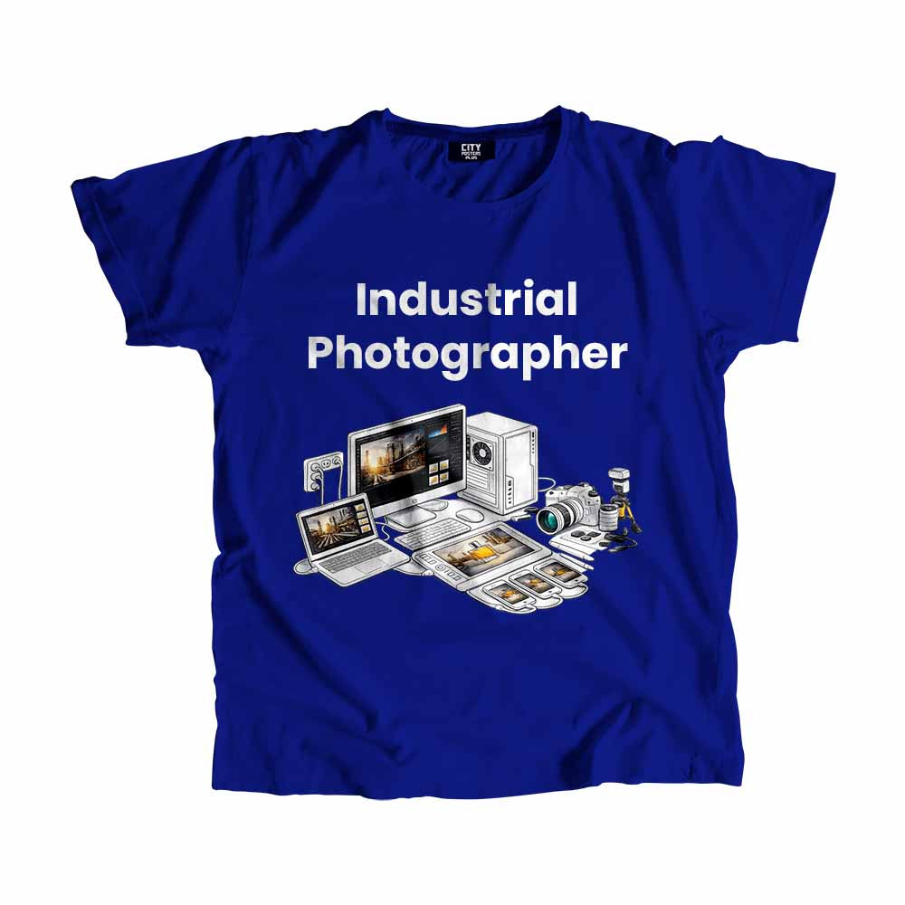 Industrial Photographer Men Unisex T-Shirt (Royal Blue) Technology Unisex T-Shirt | City Posters Plus