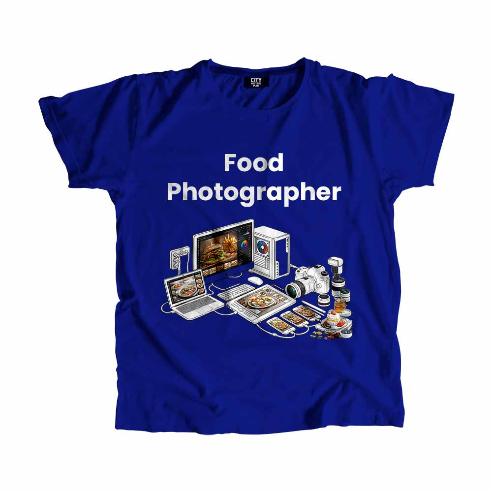 Food Photographer Men Unisex T-Shirt (Royal Blue) Technology Unisex T-Shirt | City Posters Plus