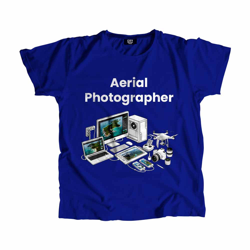 Aerial Photographer Men Unisex T-Shirt (Royal Blue) Technology Unisex T-Shirt | City Posters Plus