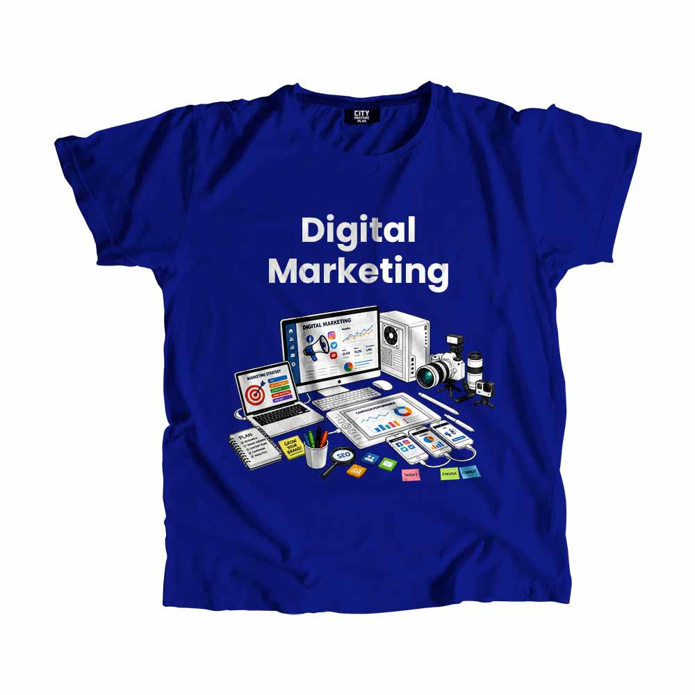 Digital Marketing Men Unisex T-Shirt (Royal Blue) Technology Unisex T-Shirt | City Posters Plus