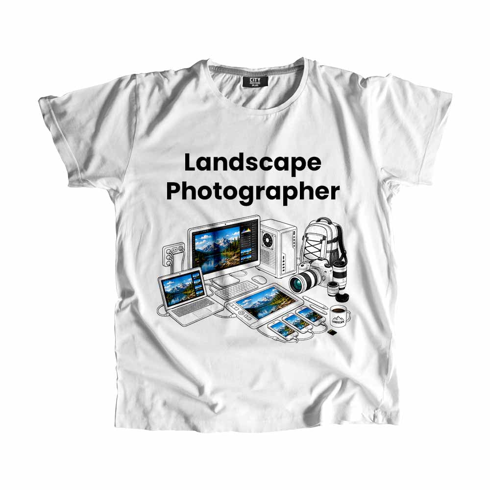 Landscape Photographer Men Unisex T-Shirt (White) Technology Unisex T-Shirt | City Posters Plus