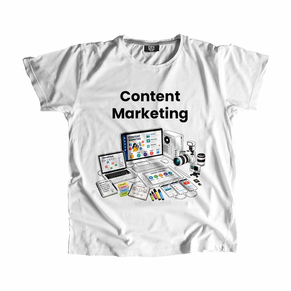Content Marketing Men Unisex T-Shirt (White) Technology Unisex T-Shirt | City Posters Plus