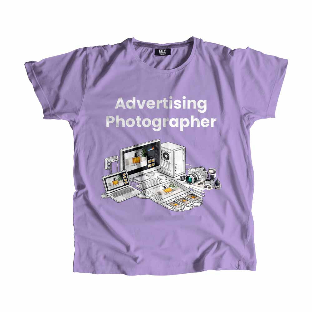 Advertising Photographer Men Unisex T-Shirt (Iris Lavender) Technology Unisex T-Shirt | City Posters Plus