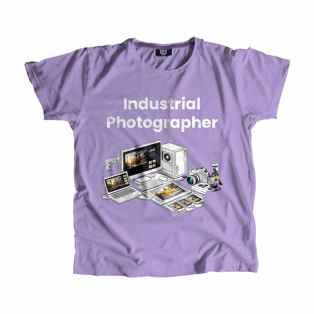 Industrial Photographer Men Unisex T-Shirt (Iris Lavender) Technology Unisex T-Shirt | City Posters Plus