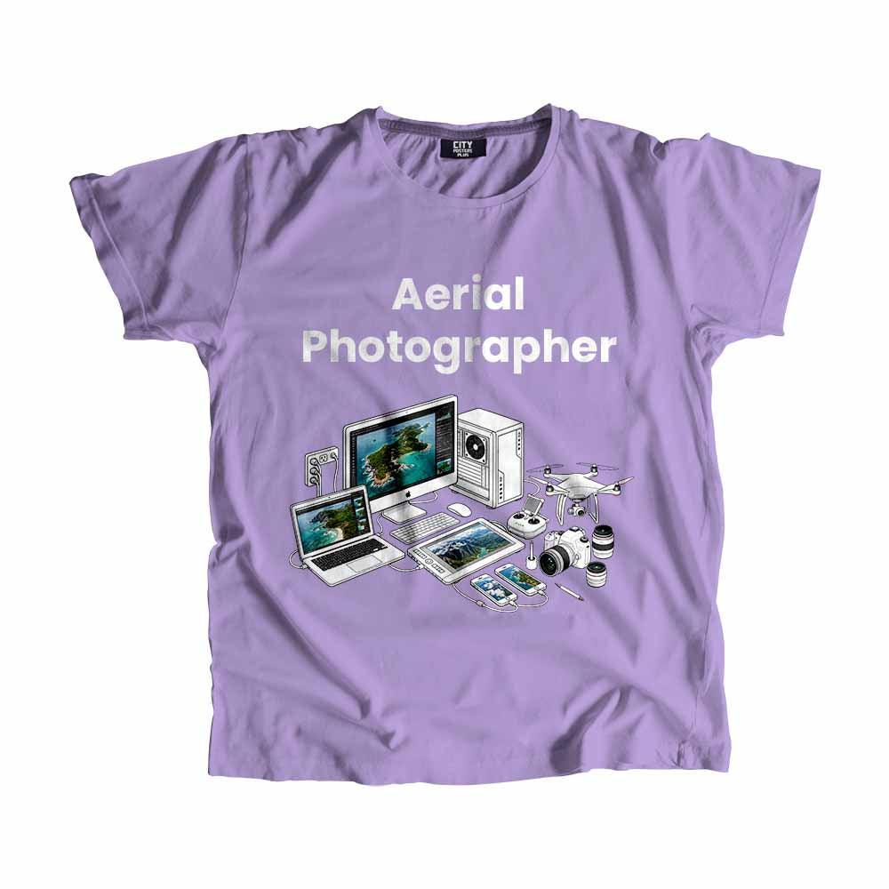 Aerial Photographer Men Unisex T-Shirt (Iris Lavender) Technology Unisex T-Shirt | City Posters Plus