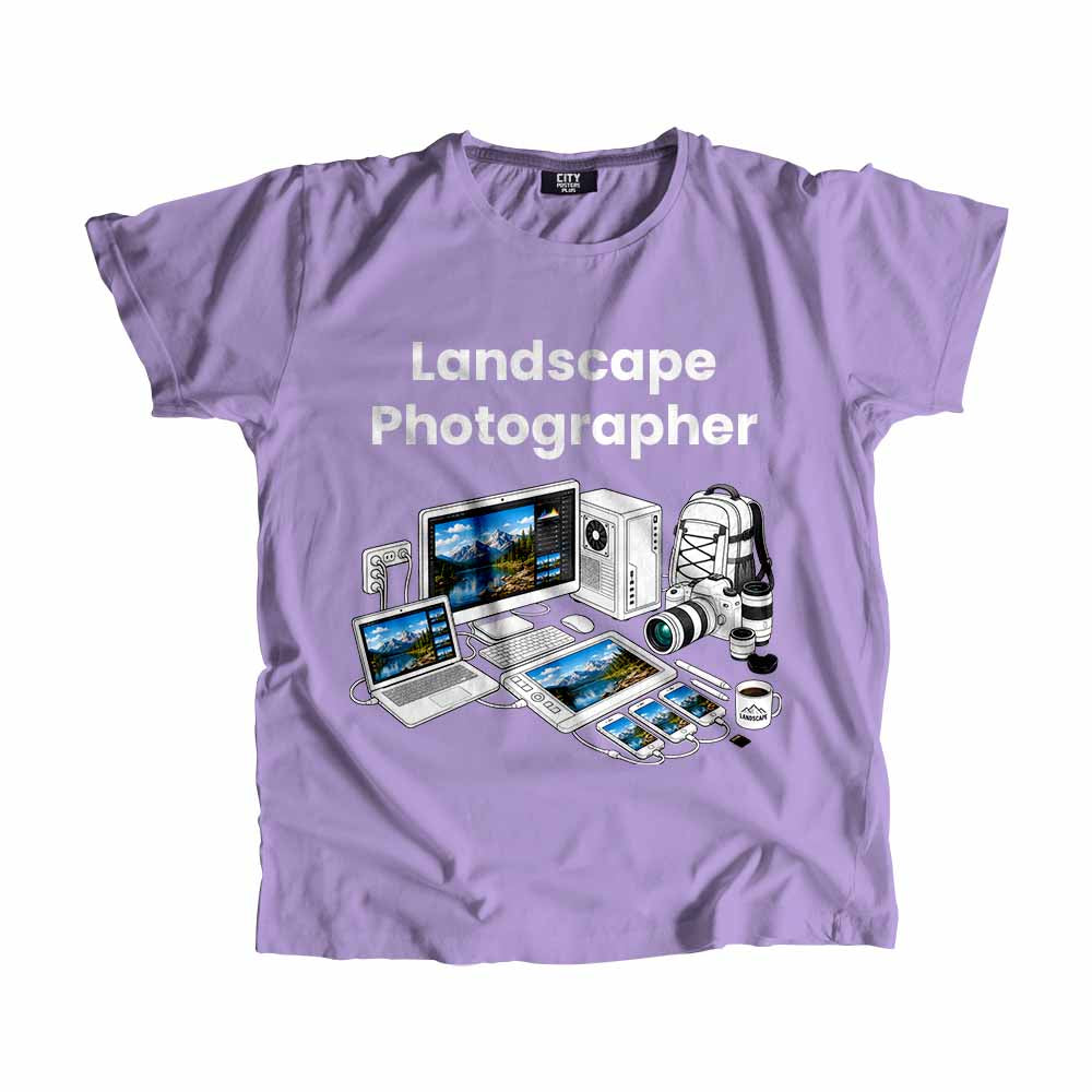 Landscape Photographer Men Unisex T-Shirt (Iris Lavender) Technology Unisex T-Shirt | City Posters Plus