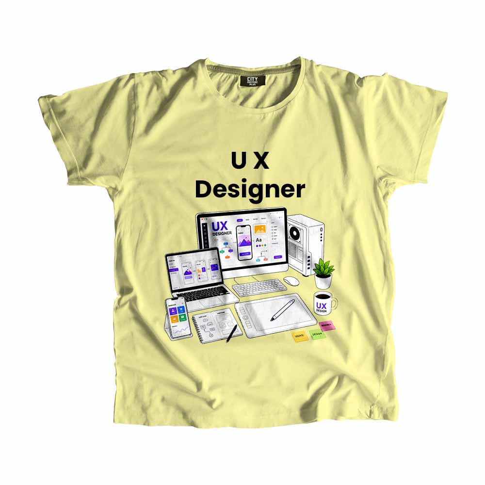 UX Designer Men Unisex T-Shirt (Butter Yellow) Technology Unisex T-Shirt | City Posters Plus