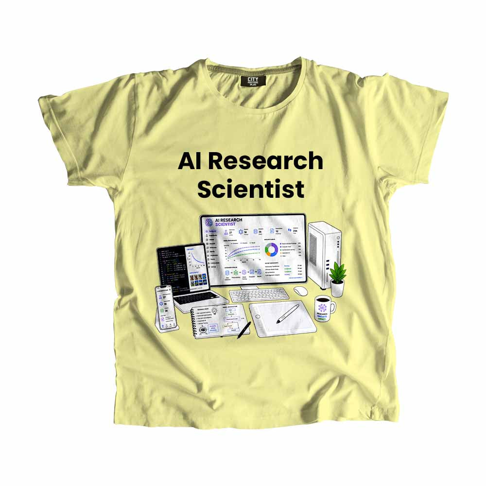 AI Research Scientist  Men Unisex T-Shirt (Butter Yellow) Technology Unisex T-Shirt | City Posters Plus