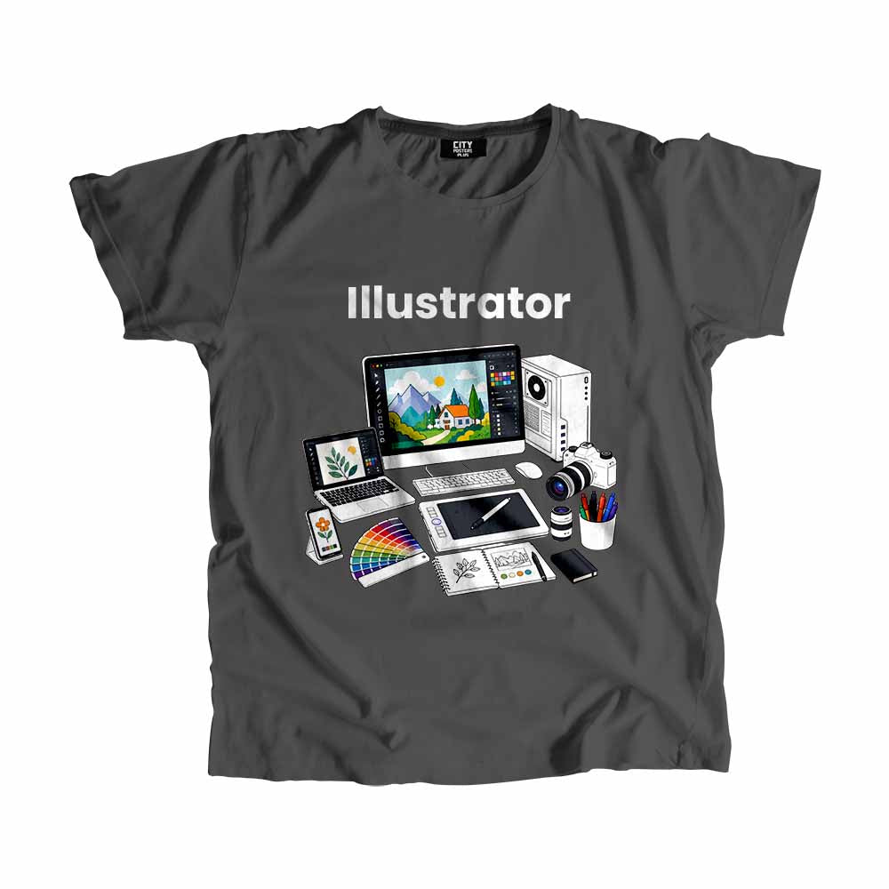 Illustrator Men Unisex T-Shirt (Charcoal Grey) Technology Unisex T-Shirt | City Posters Plus